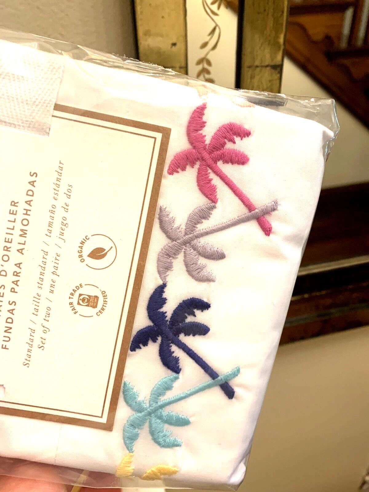 Pottery Barn Pillowcase holiday Disney gift party rainbow beach palm  SET 2  "