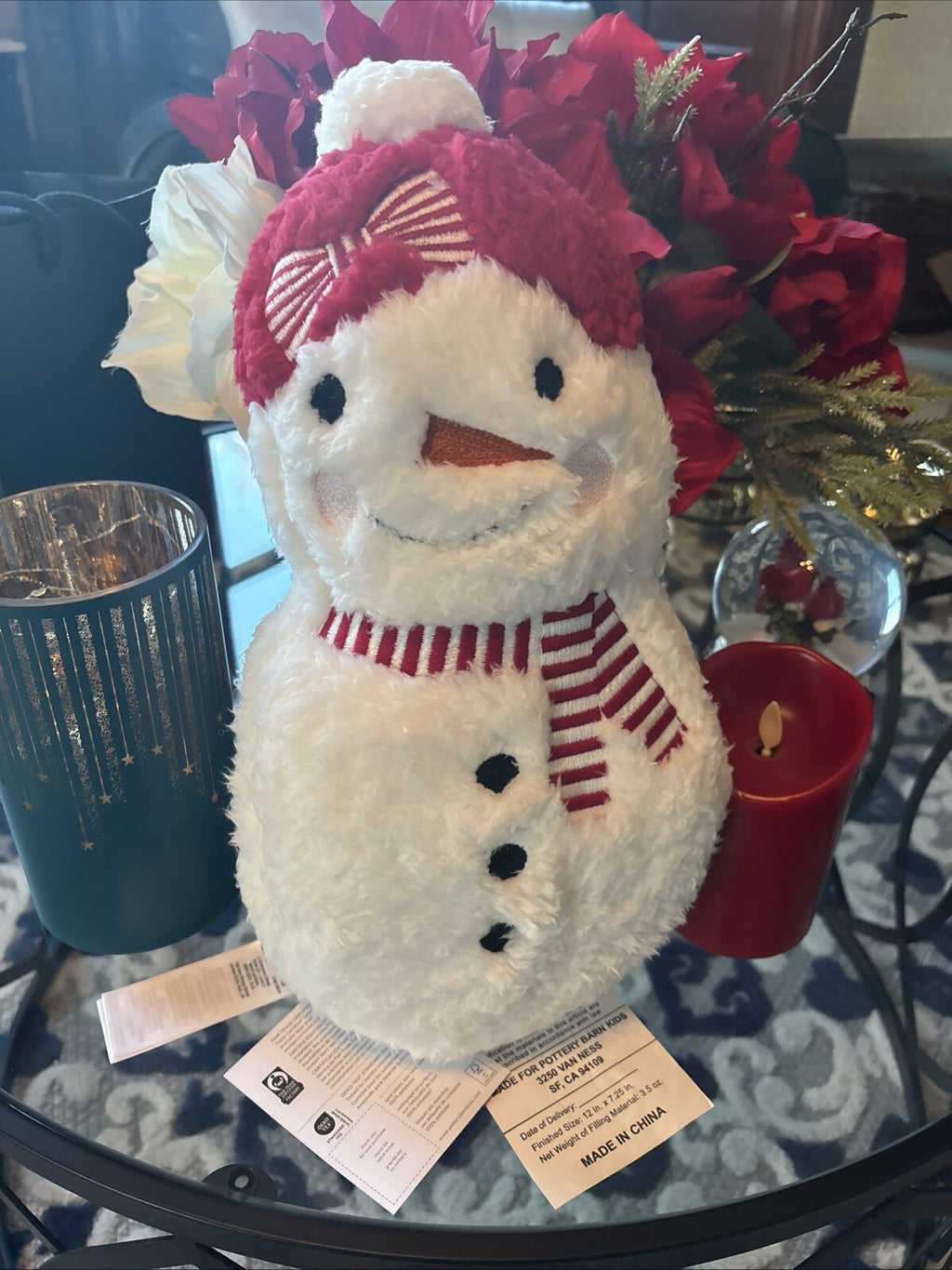 Disney Pottery Barn Snowman Christmas pillow Seuss Holiday Gift party girl m
