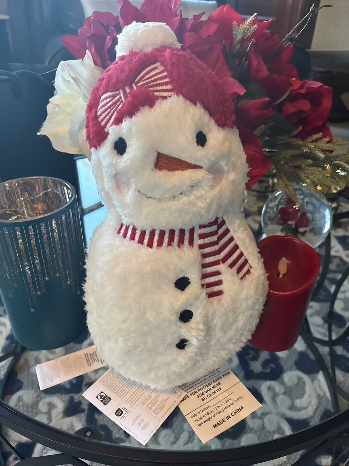 Disney Pottery Barn Snowman Christmas pillow Seuss Holiday Gift party girl m