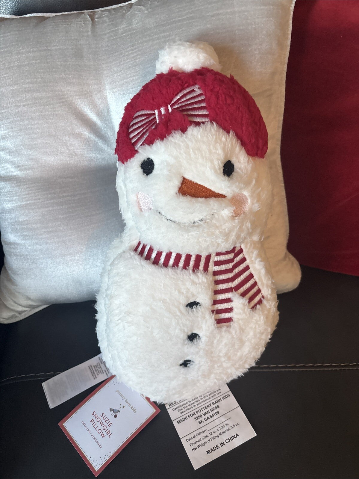 Disney Pottery Barn Snowman Christmas pillow Seuss Holiday Gift party girl m