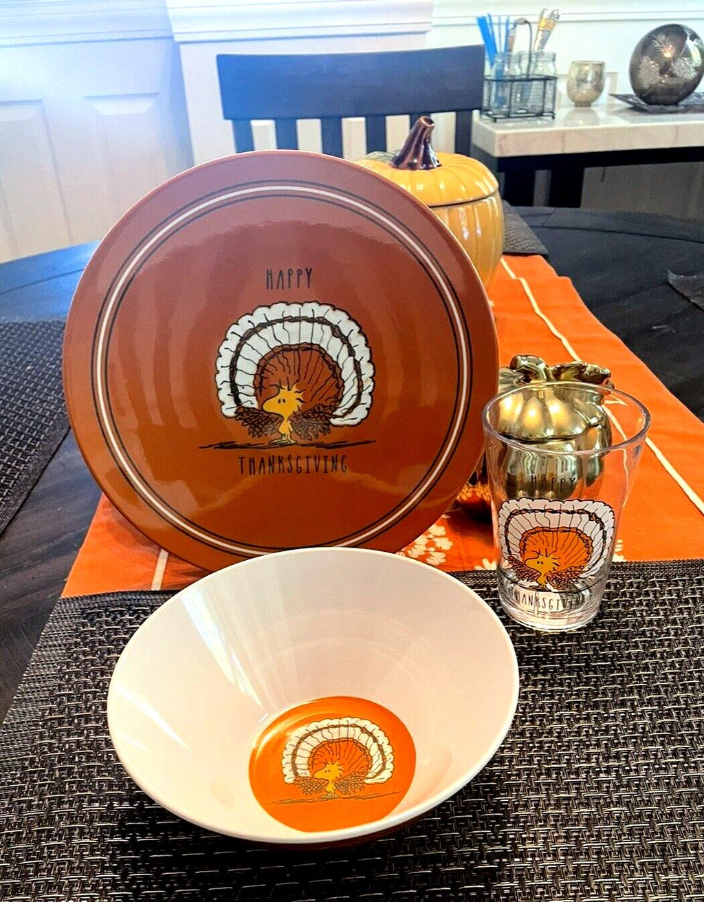 Pottery Barn peanuts holiday party Thanksgiving Disney Snoopy kid Bowl SET 4 [