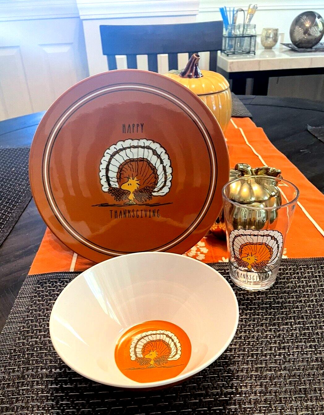 Pottery Barn peanuts holiday party Thanksgiving Disney Snoopy kid Bowl SET 4 [