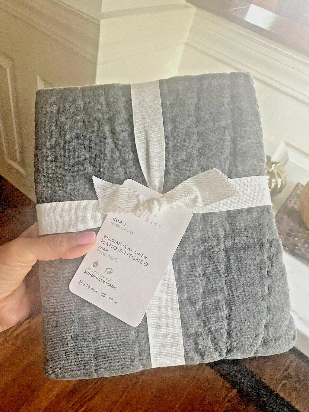 Pottery Barn Belgian flax Linen PILLOW SHAM Disney Chambray holiday gift party -
