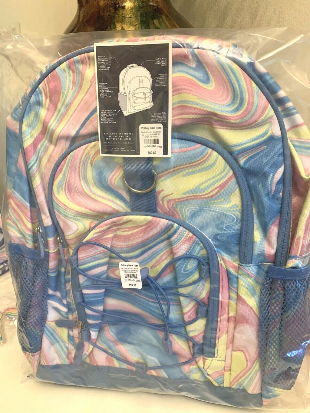 Disney School Pottery Barn LARGE backpack +Lunch bag rainbow princess set ?? .