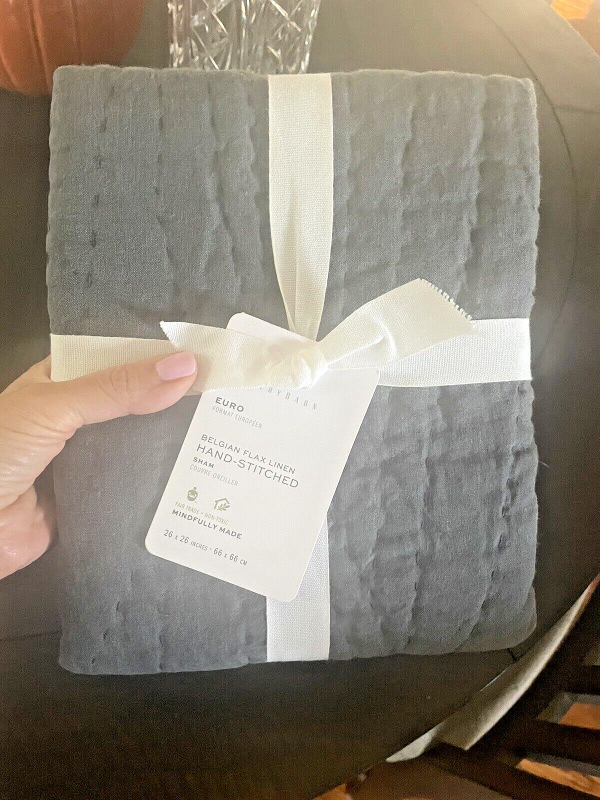 Pottery Barn Belgian flax Linen PILLOW SHAM Disney Chambray holiday gift party -