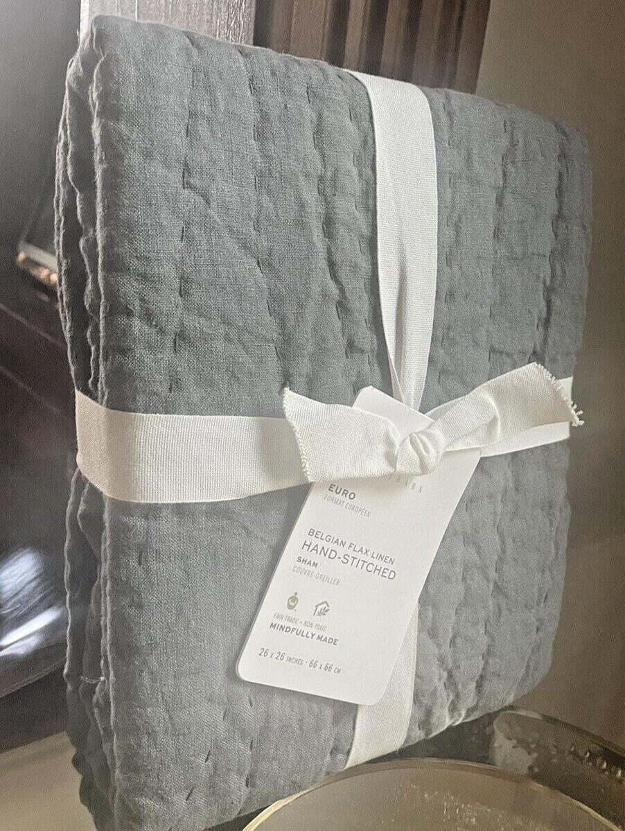 Pottery Barn Belgian flax Linen PILLOW SHAM Disney Chambray holiday gift party -