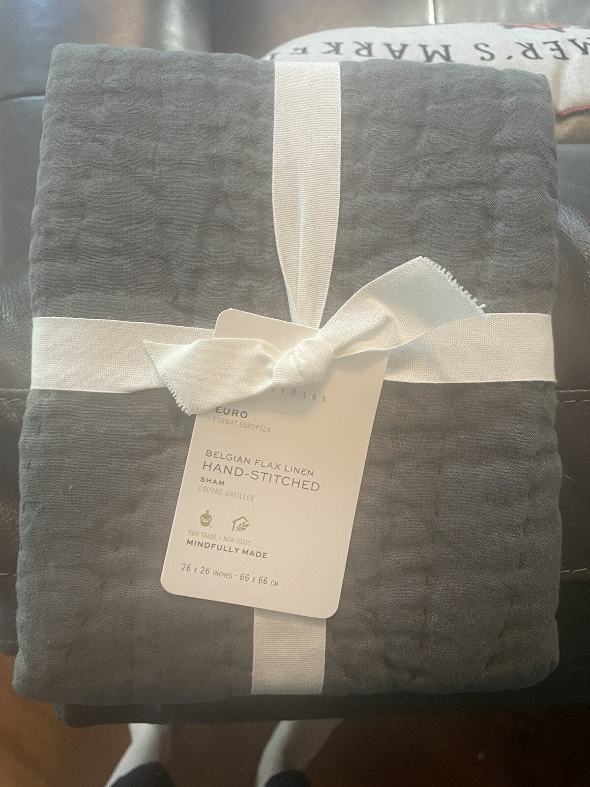 Pottery Barn Belgian flax Linen PILLOW SHAM Disney Chambray holiday gift party -