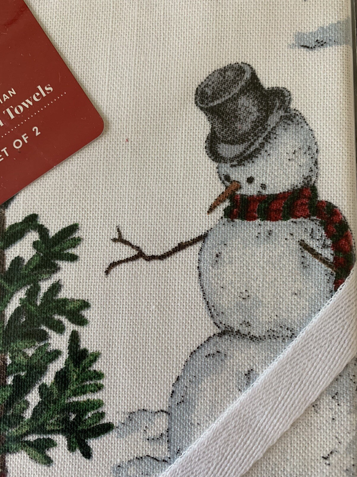 pottery barn kitchen towel Snowman Holiday Christmas party Williams Sonoma SET 2