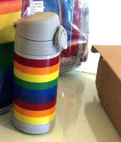 Pottery barn School Stripe Water Bottle rainbow gift holiday pre k disney