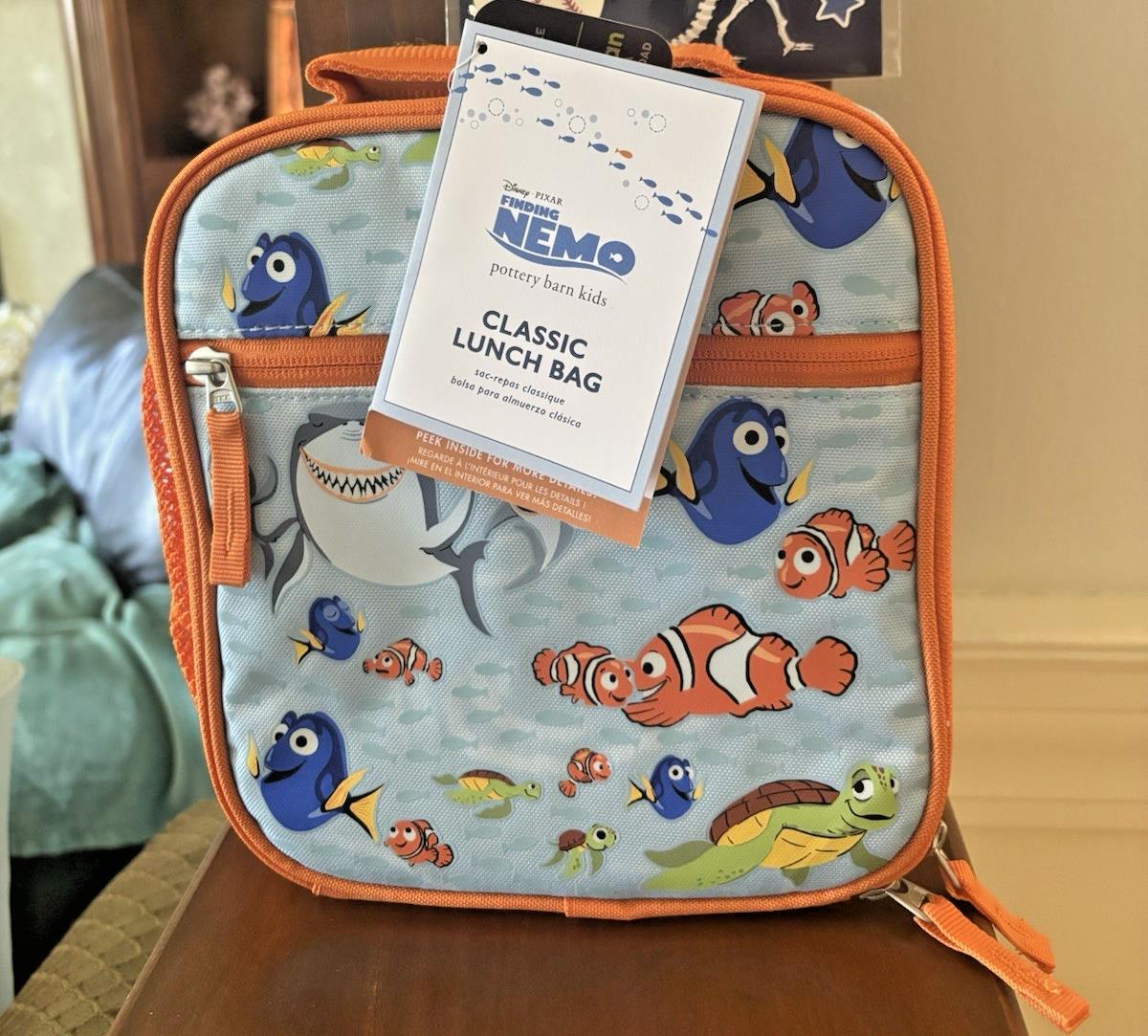 School Pottery barn SNOOPY NEMO BACKPACK +LUNCH BOX BAG Peanuts travel shark .