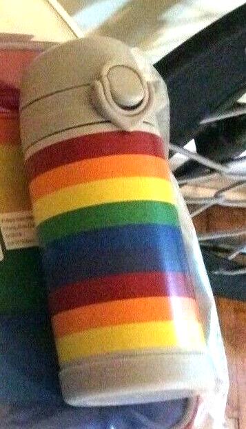 Pottery barn School Stripe Water Bottle rainbow gift holiday pre k disney