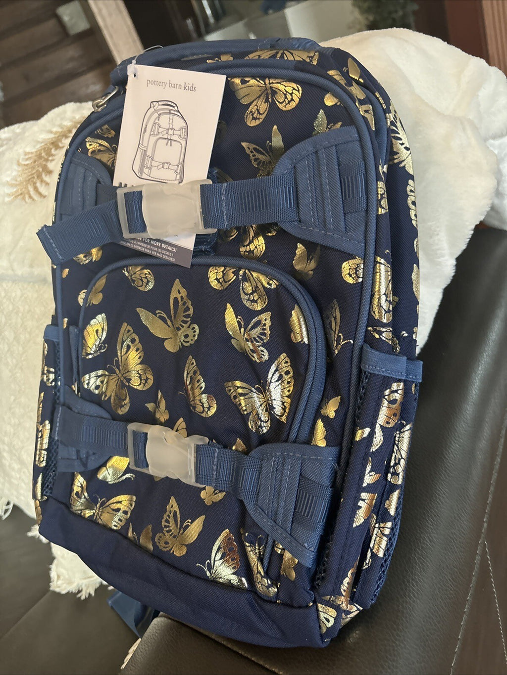 Pottery barn Disney School butterflies glitter BACKPACK Travel Garden bag ??  .