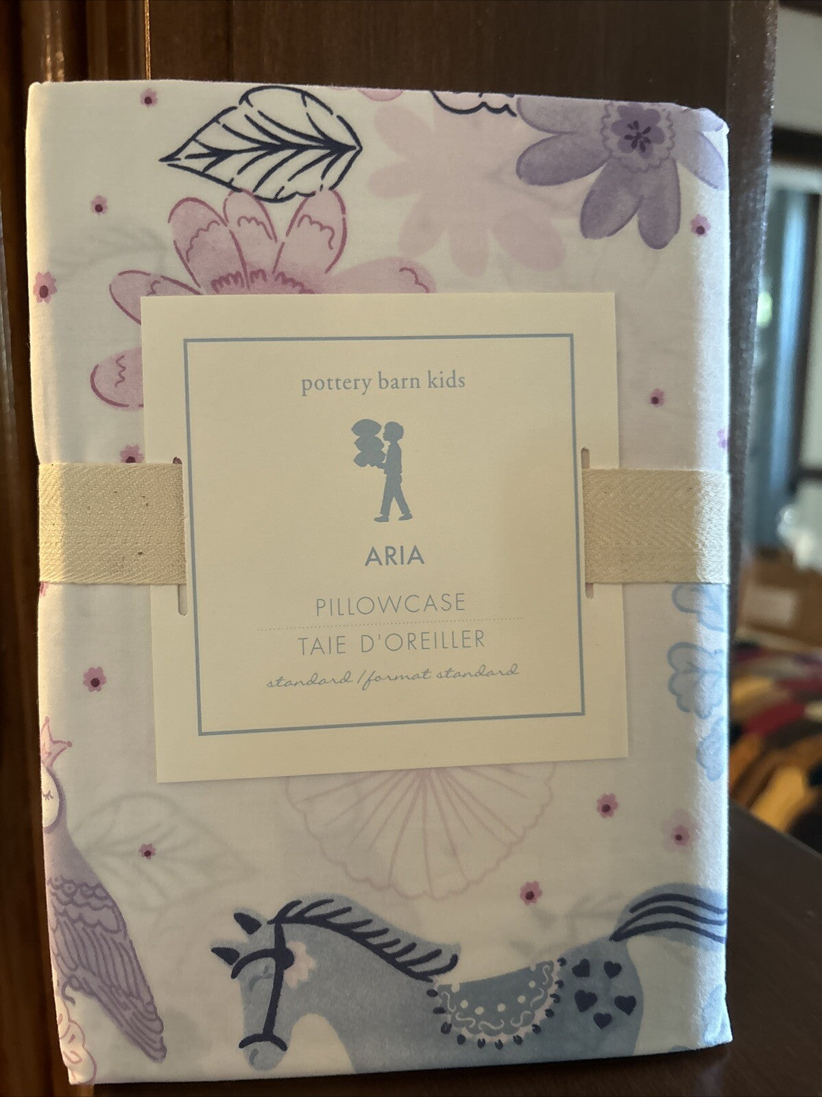 Pottery Barn Pony Horse pillowcase holiday purple pink flower school aria girl =