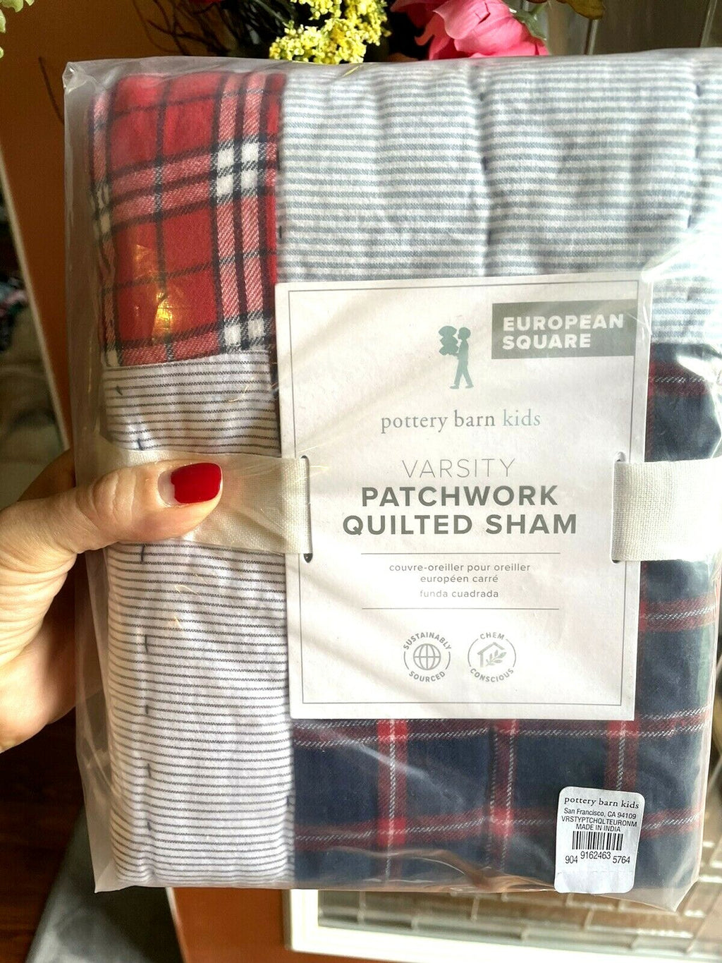 Pottery barn plaid Christmas Pillow cover sham sport stripe party patch Disney -