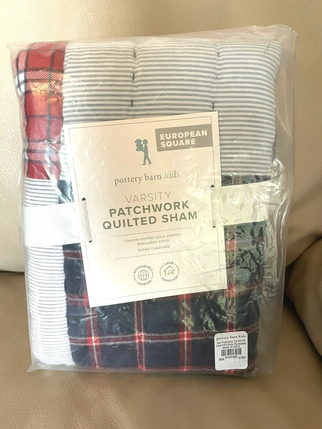 Pottery barn plaid Christmas Pillow cover sham sport stripe party patch Disney -