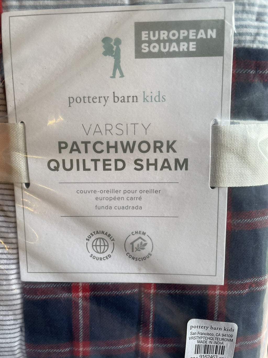 Pottery barn plaid Christmas Pillow cover sham sport stripe party patch Disney -