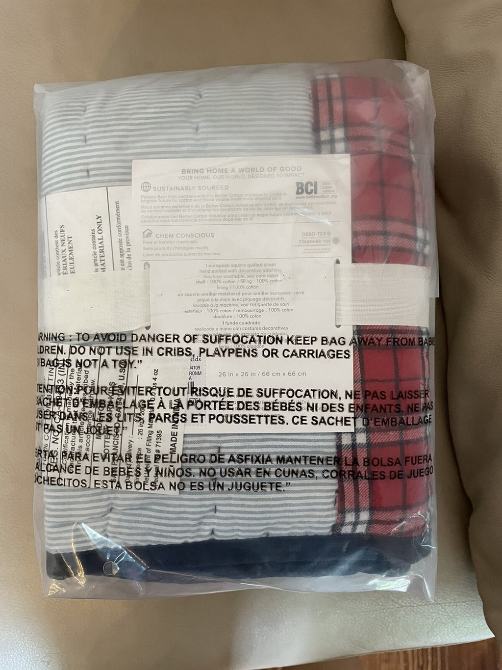 Pottery barn plaid Christmas Pillow cover sham sport stripe party patch Disney -