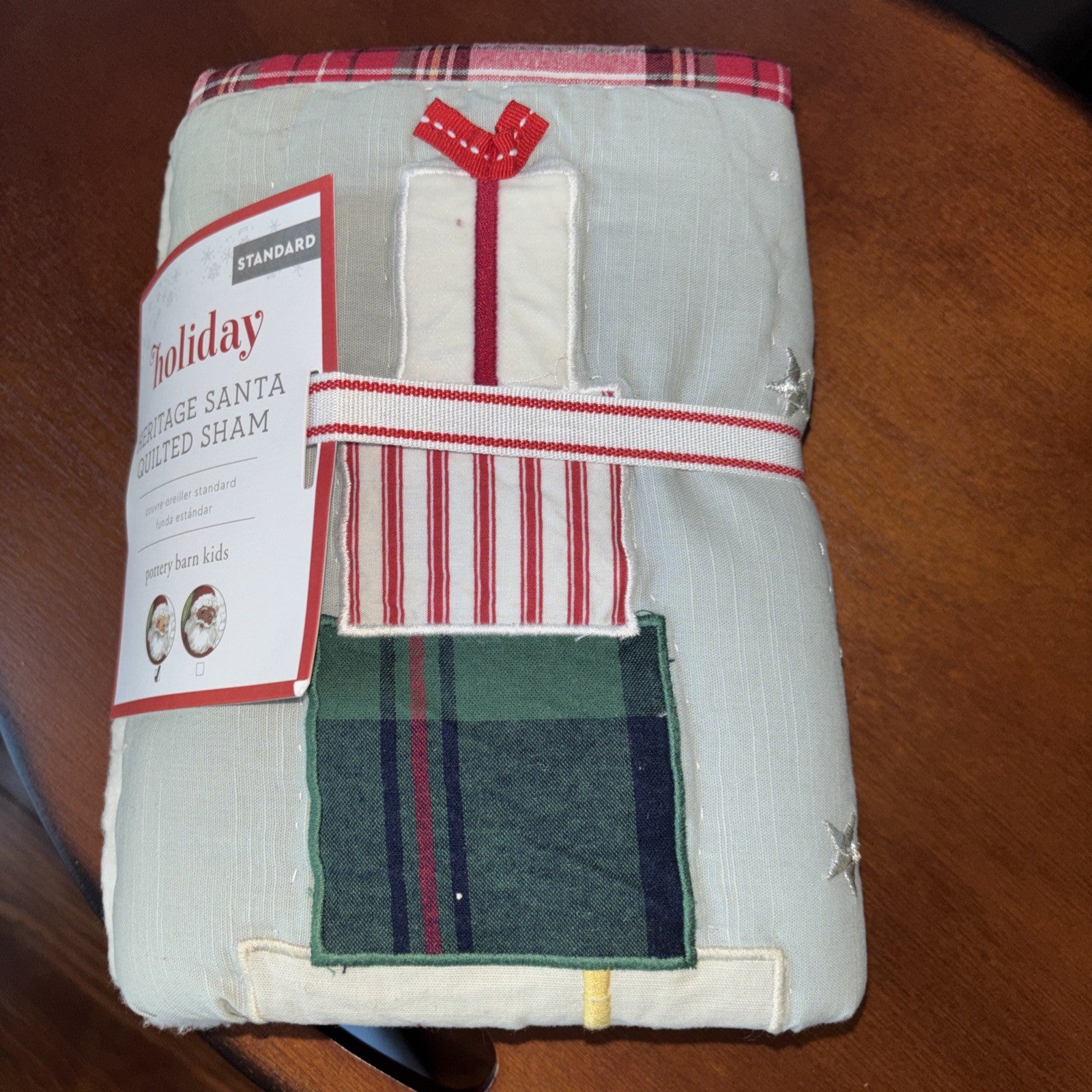 Pottery Barn Christmas Pillow SHAM Plaid Disney Holiday star gift kid Santa m