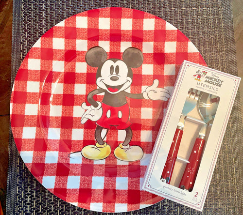Disney Mickey Mouse Pottery Barn Plate Charger Holiday Christmas peanuts SET 4 [