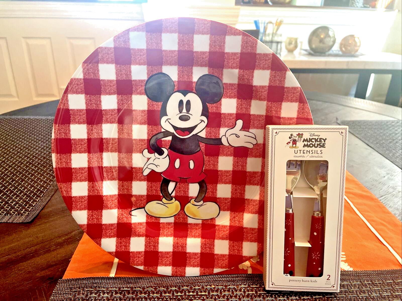 Disney Mickey Mouse Pottery Barn Plate Charger Holiday Christmas peanuts SET 4 [