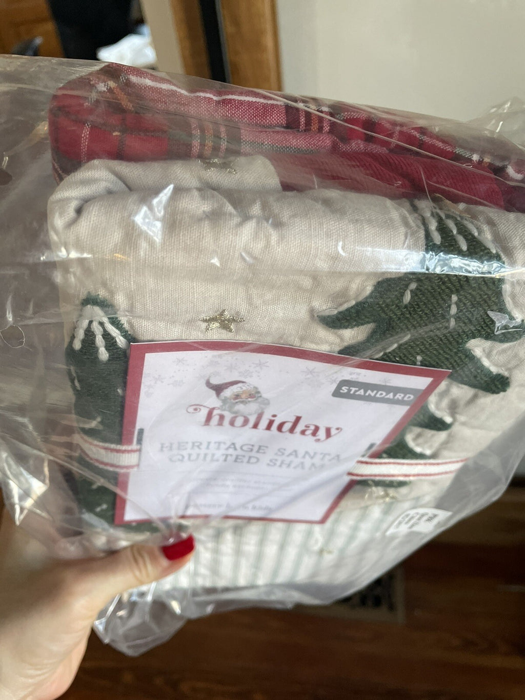 Pottery Barn Christmas Pillow SHAM Plaid Disney Holiday star gift kid Santa m