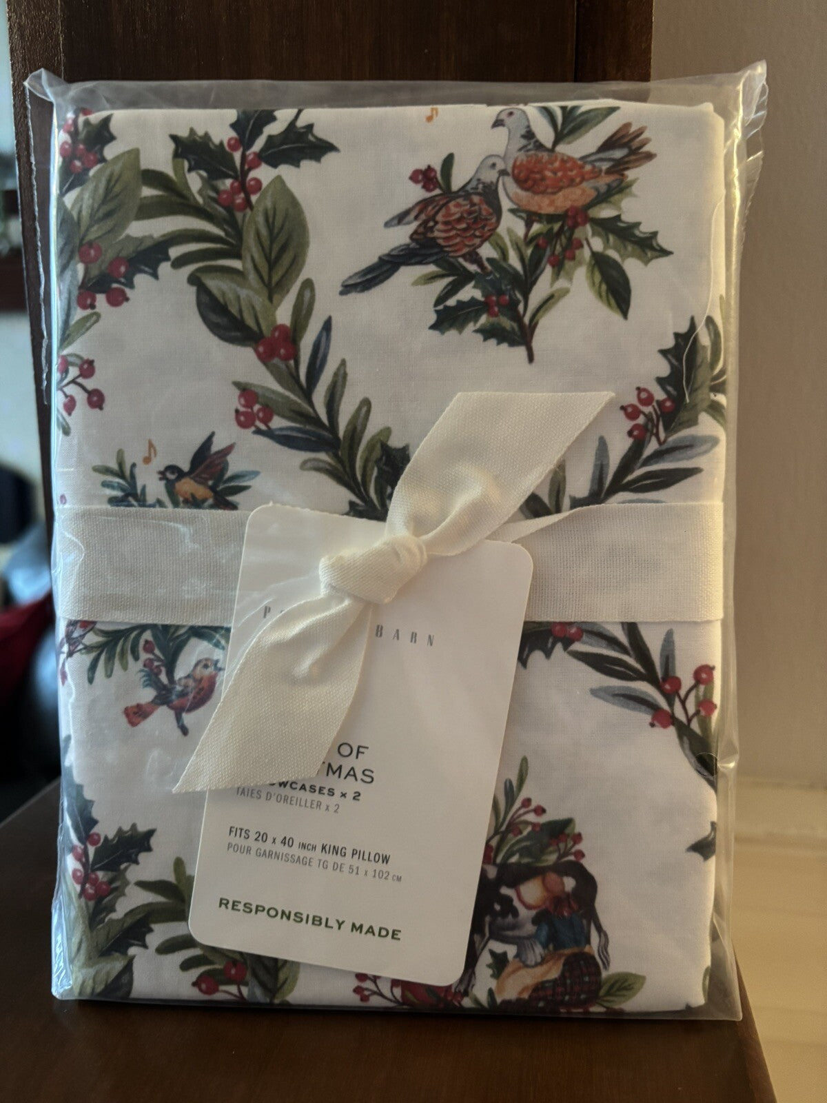 pottery barn Holiday Pillowcase KING Christmas 12 Days Nutcracker gift SET 2 y