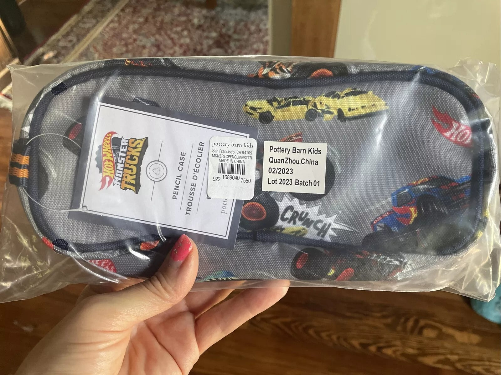 Pottery Barn School Hot Wheels Monster Truck Car PENCIL CASE BAG disney pre k ,