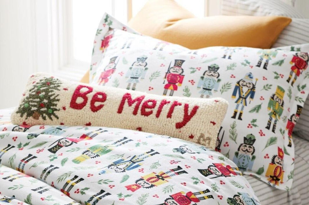 Garnet Hill Garland nutcracker Duvet cover holiday Christmas Party kid $199  '