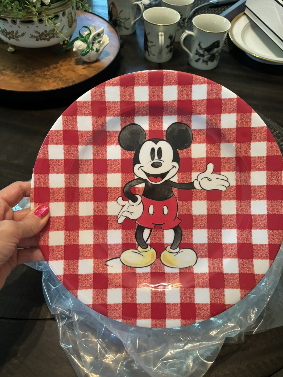 Disney Mickey Mouse Pottery Barn Plate Charger Holiday Christmas peanuts SET 4 [