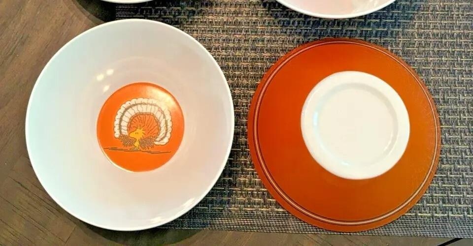 Snoopy Pottery Barn Thanksgiving peanuts Holiday Bowl party Disney kids SET 2