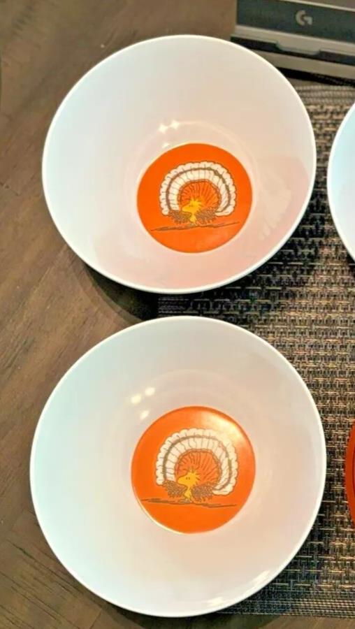 Snoopy Pottery Barn Thanksgiving peanuts Holiday Bowl party Disney kids SET 2