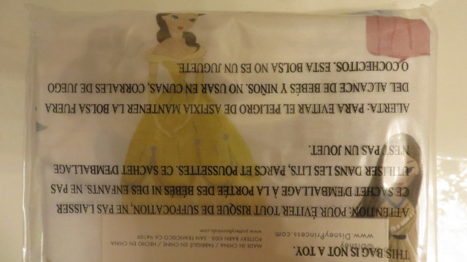 Pottery Barn Holiday Disney pillowcase PRINCESS Belle Ariel School Party ?? ]