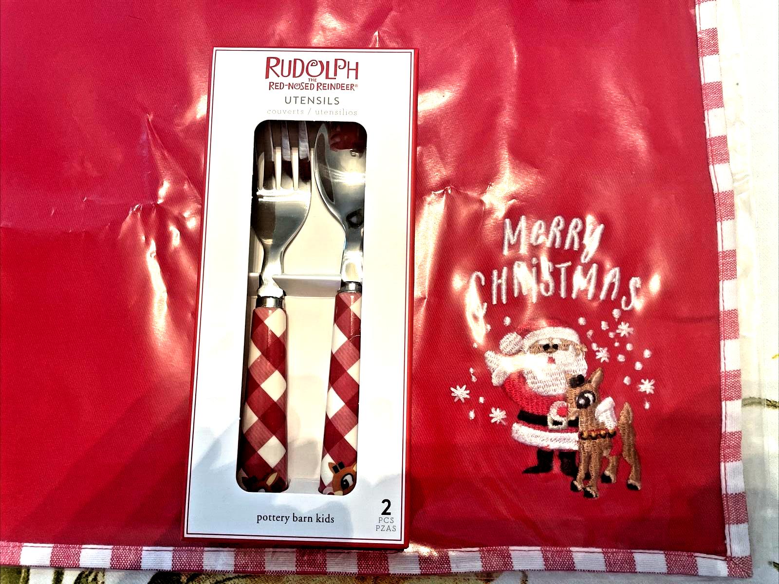Disney Pottery Barn holiday Rudolph Reindeer Napkin Holiday Christmas party -