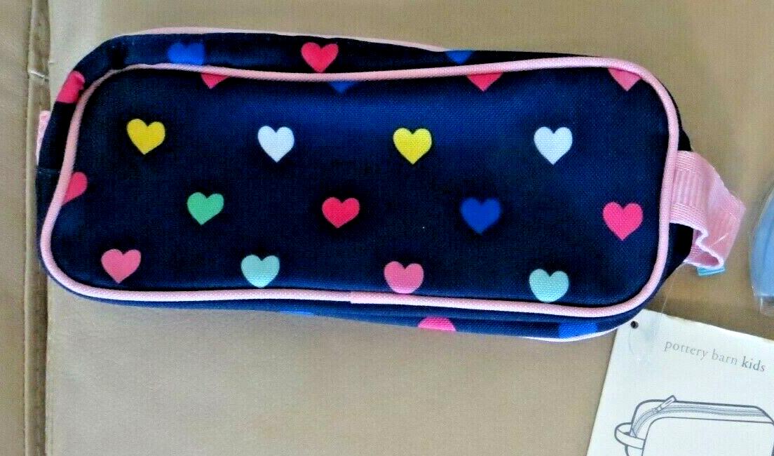 Pottery Barn School disney Rainbow Heart PENCIL CASE bag girl princess pink ,
