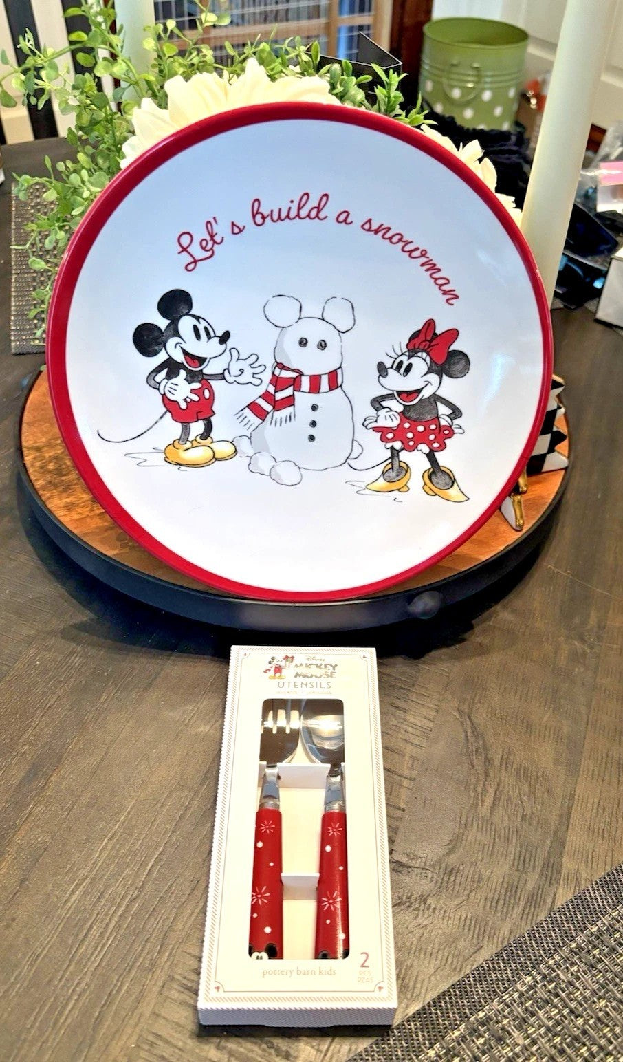 Pottery Barn Disney Mickey Mouse holiday Thanksgiving plate party Christmas SET