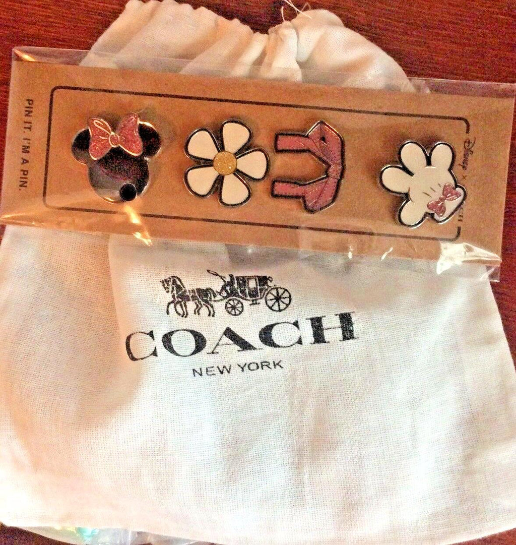 Disney Coach minnie mouse holiday pin set 4pc Mickey gift school bag travel =