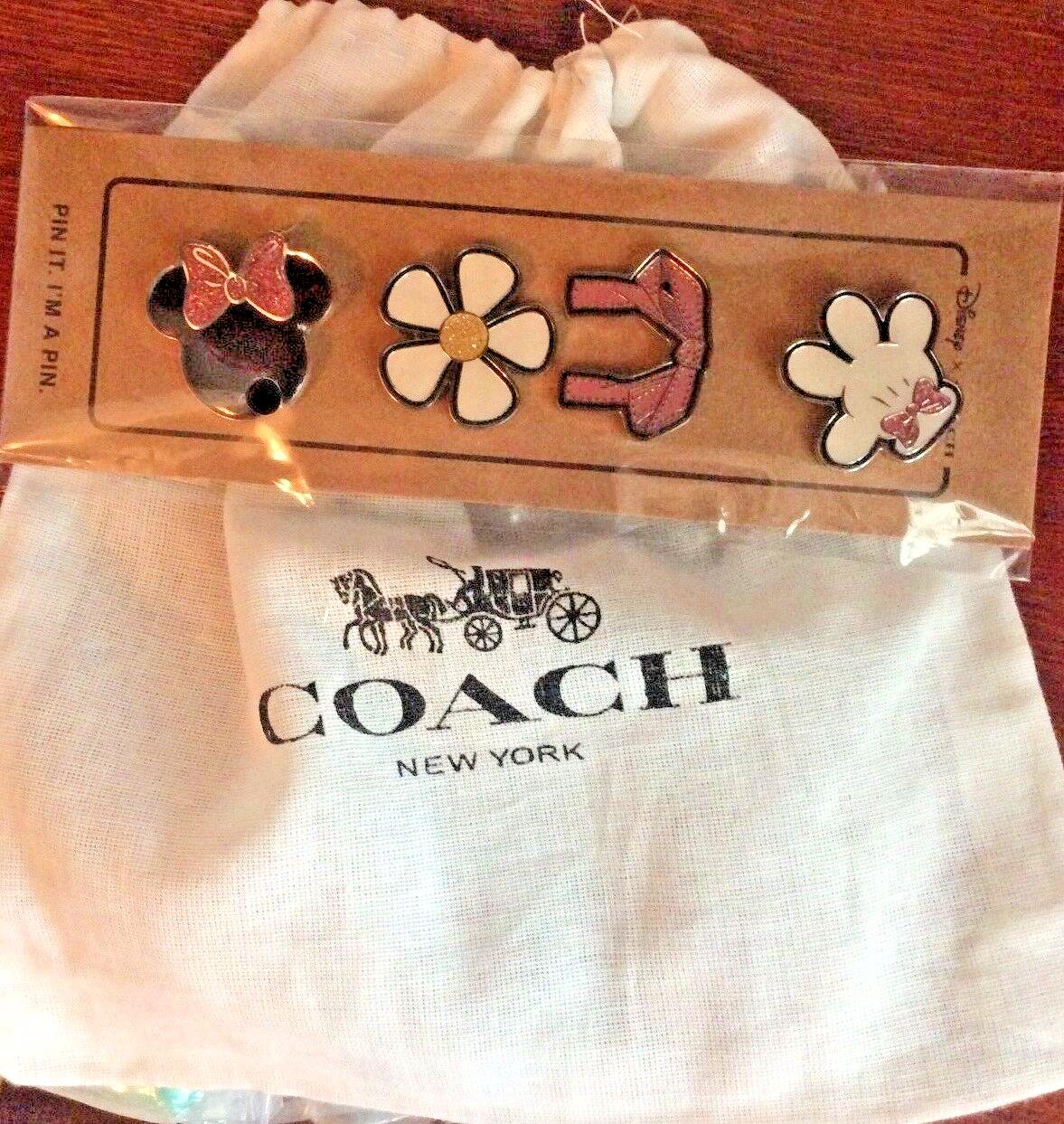 Disney Coach minnie mouse holiday pin set 4pc Mickey gift school bag travel =