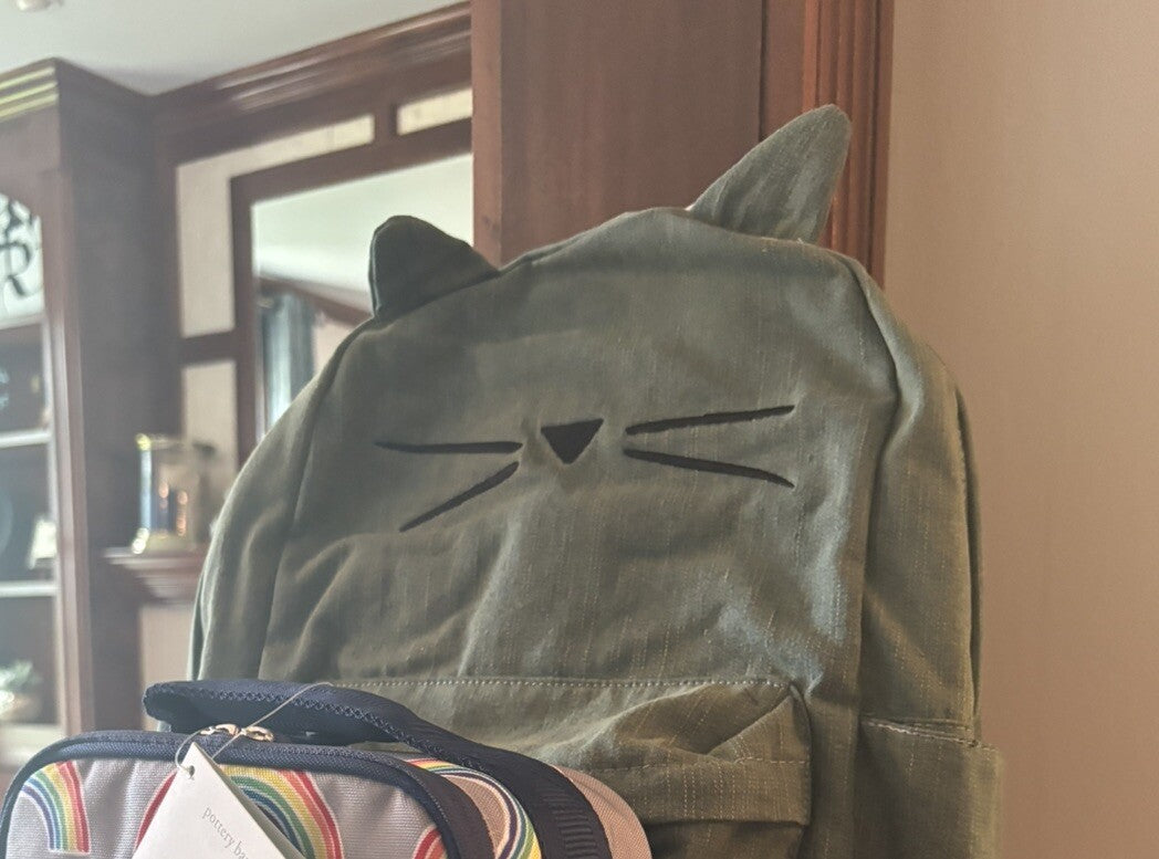 Pottery Barn school Disney LARGE BACKPACK Emily Merritt cat ?? travel Girl .