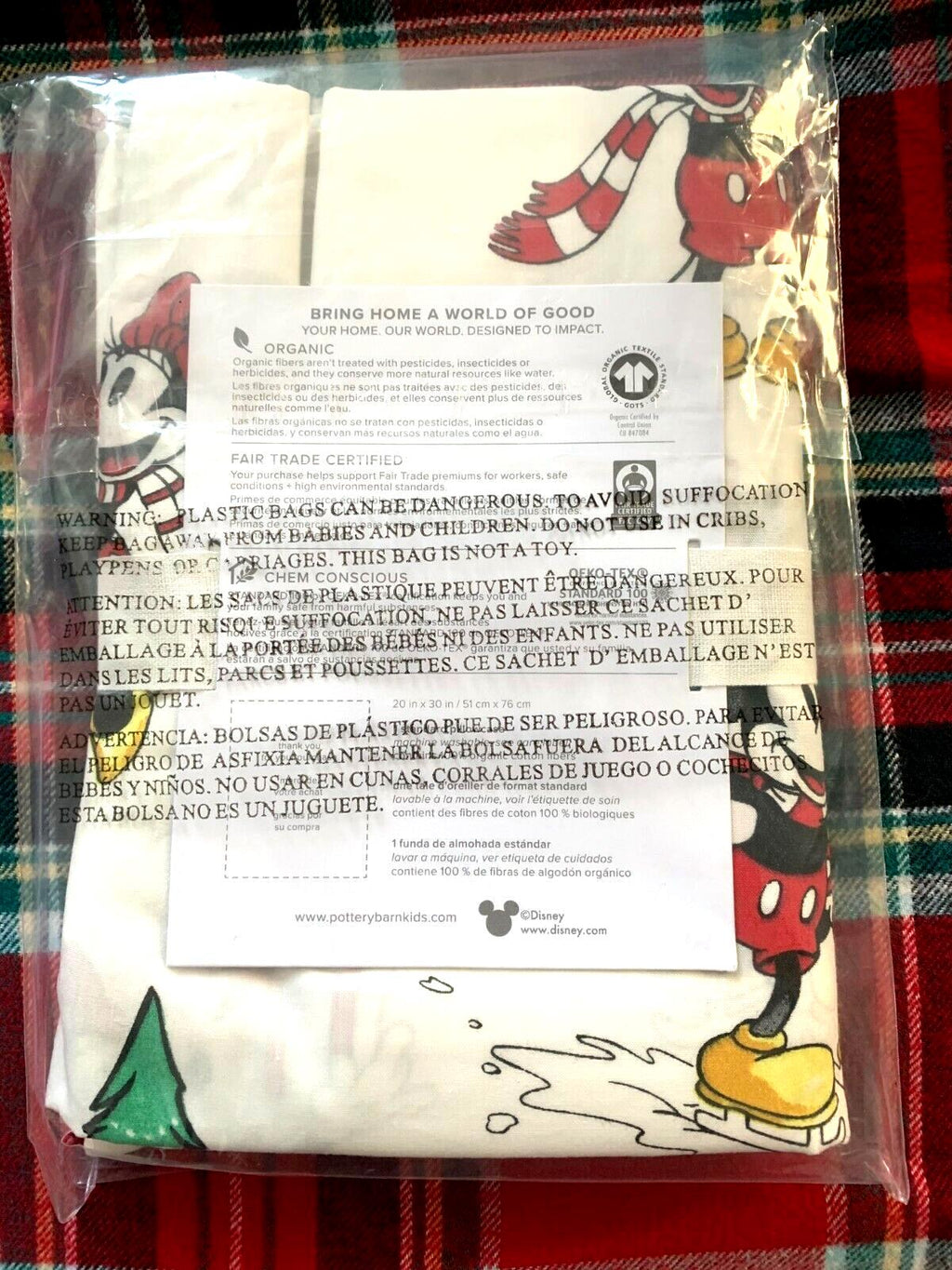 Pottery Barn Mickey Minnie Mouse holiday Christmas Disney gift Pillowcase kids ]
