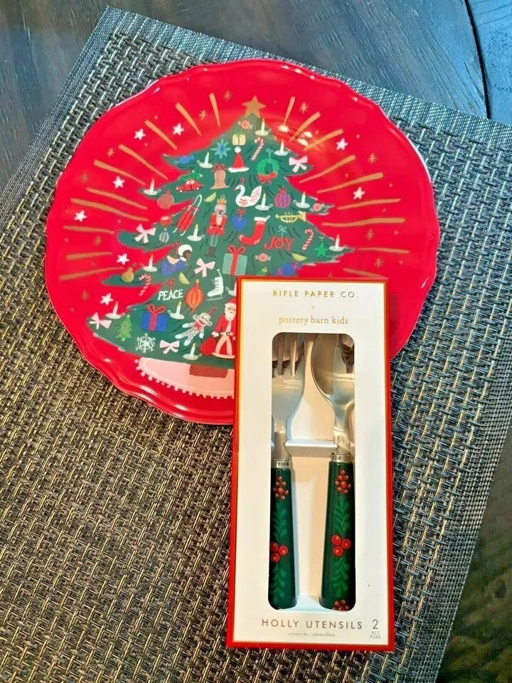 Pottery Barn holiday Christmas party school Disney kid dinner Plate gift SET 8