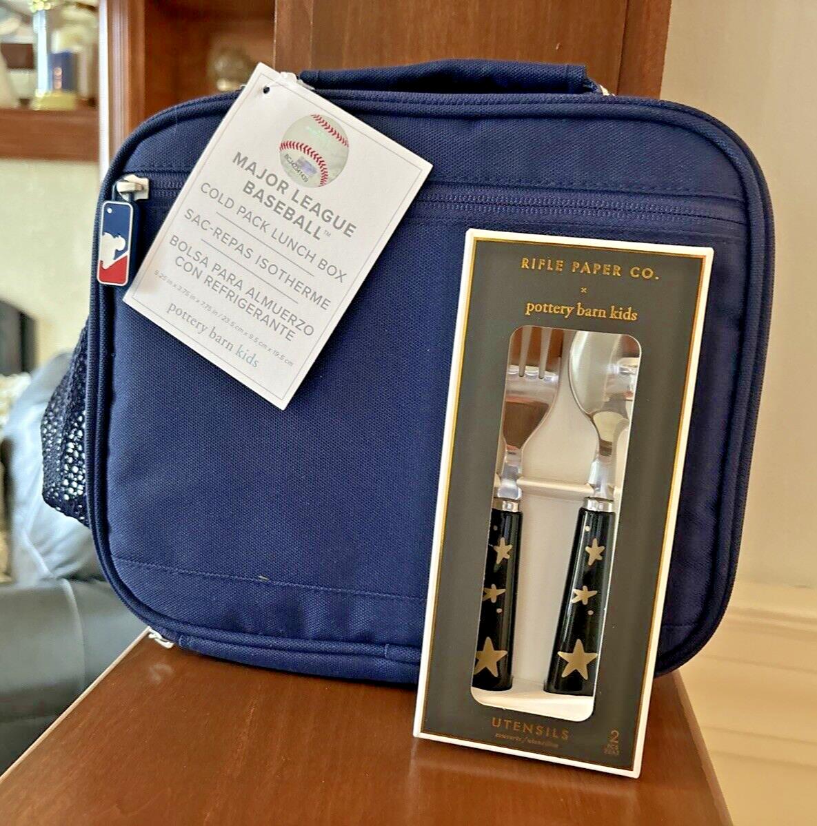 School Pottery Barn MLB BASEBALL LUNCH BOX Cold Pack+Utensil SET Sports Bag =
