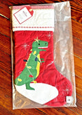 Pottery Barn Holiday Christmas stocking Dinosaur red quilted Disney kid gift =