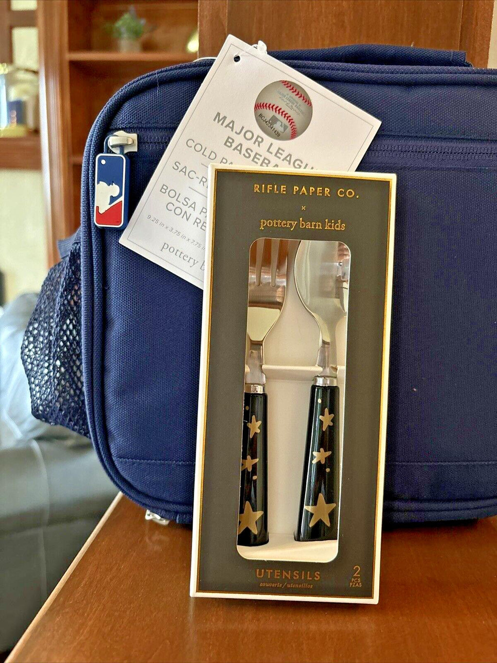 School Pottery Barn MLB BASEBALL LUNCH BOX Cold Pack+Utensil SET Sports Bag =
