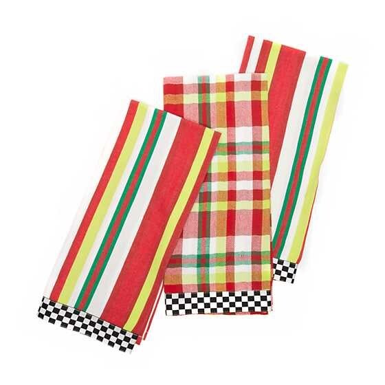 Mackenzie Childs Thanksgiving SET 3 holiday Christmas hand towel plaid check .z