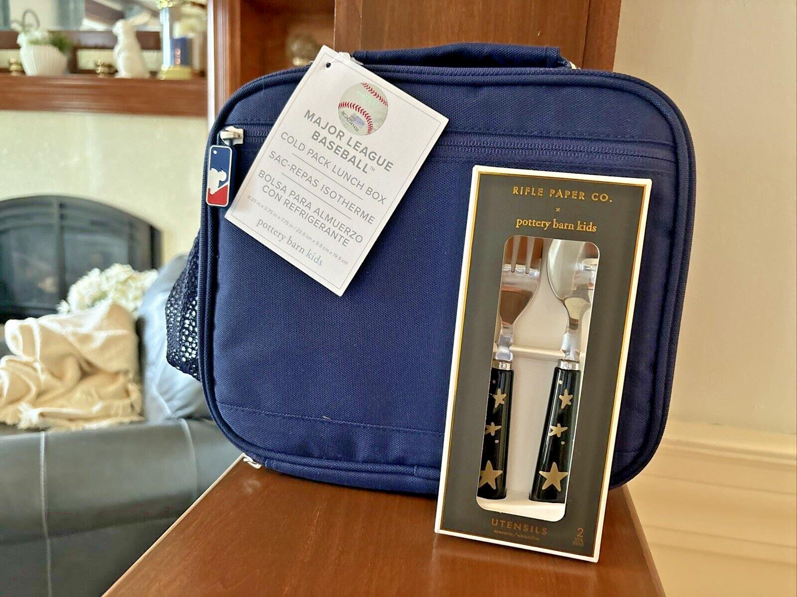School Pottery Barn MLB BASEBALL LUNCH BOX Cold Pack+Utensil SET Sports Bag =
