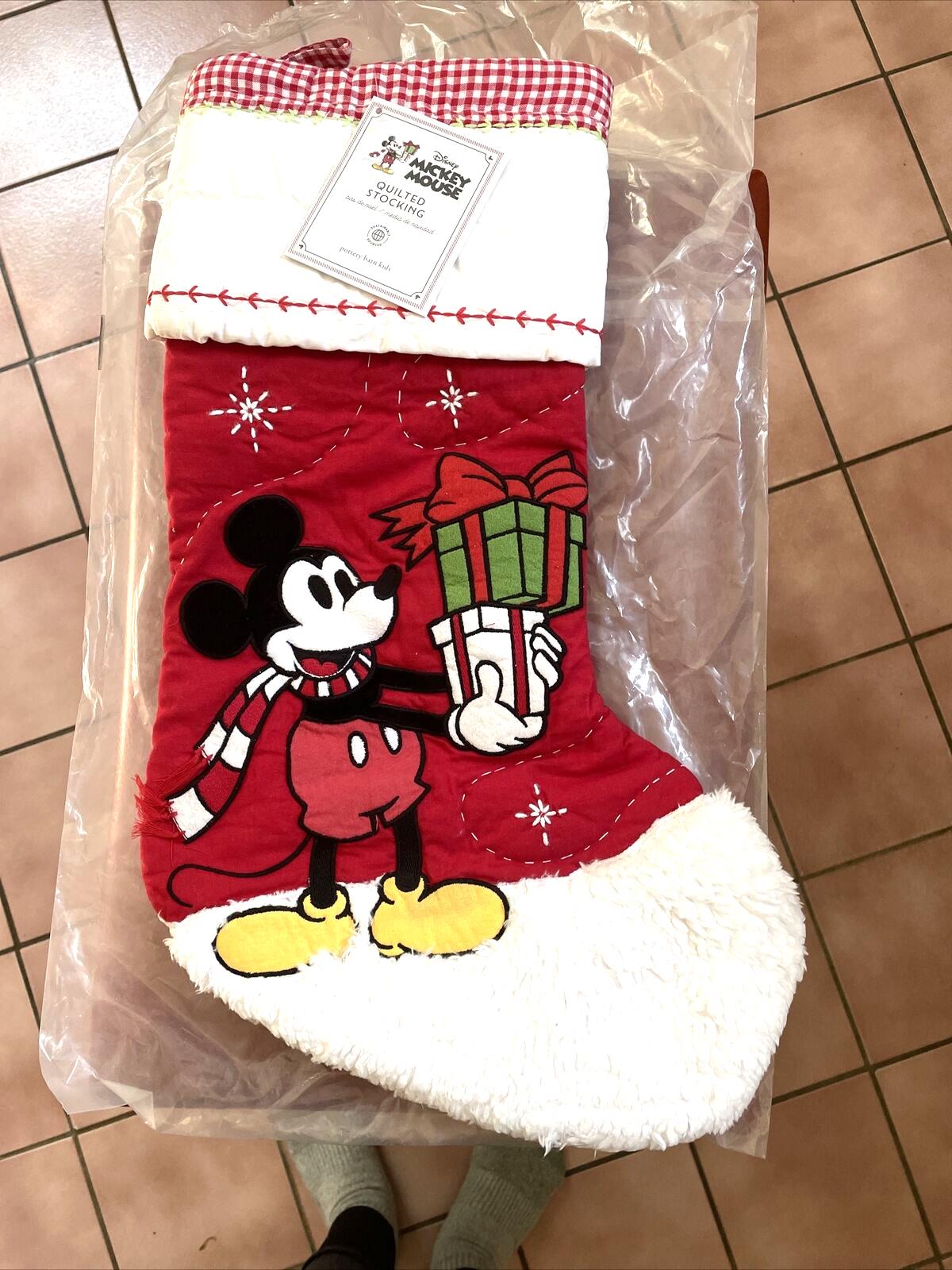 Pottery Barn Mickey Mouse Holiday Disney Christmas stocking gift tree kid red  "