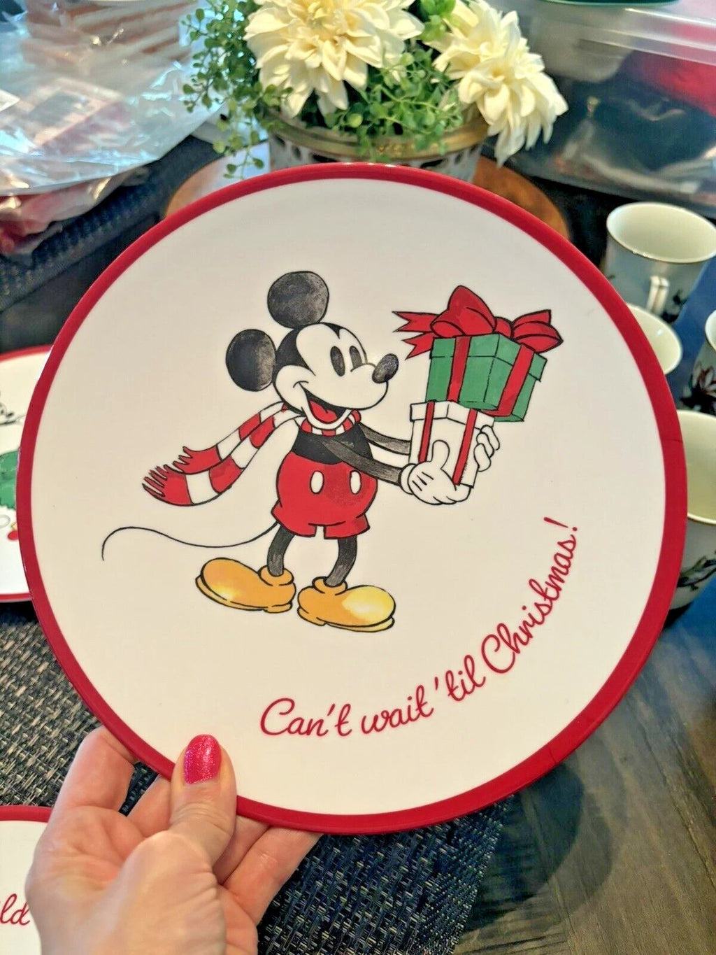 Pottery Barn Holiday Mickey Mouse Christmas Disney plate Kid party gift birthday