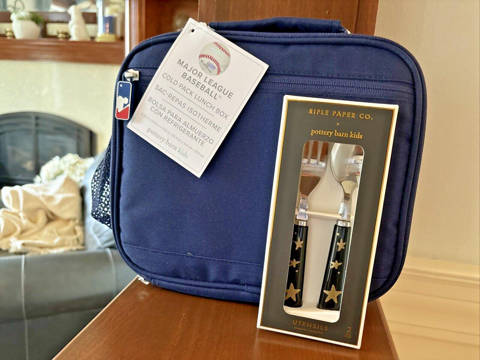 School Pottery Barn MLB BASEBALL LUNCH BOX Cold Pack+Utensil SET Sports Bag =