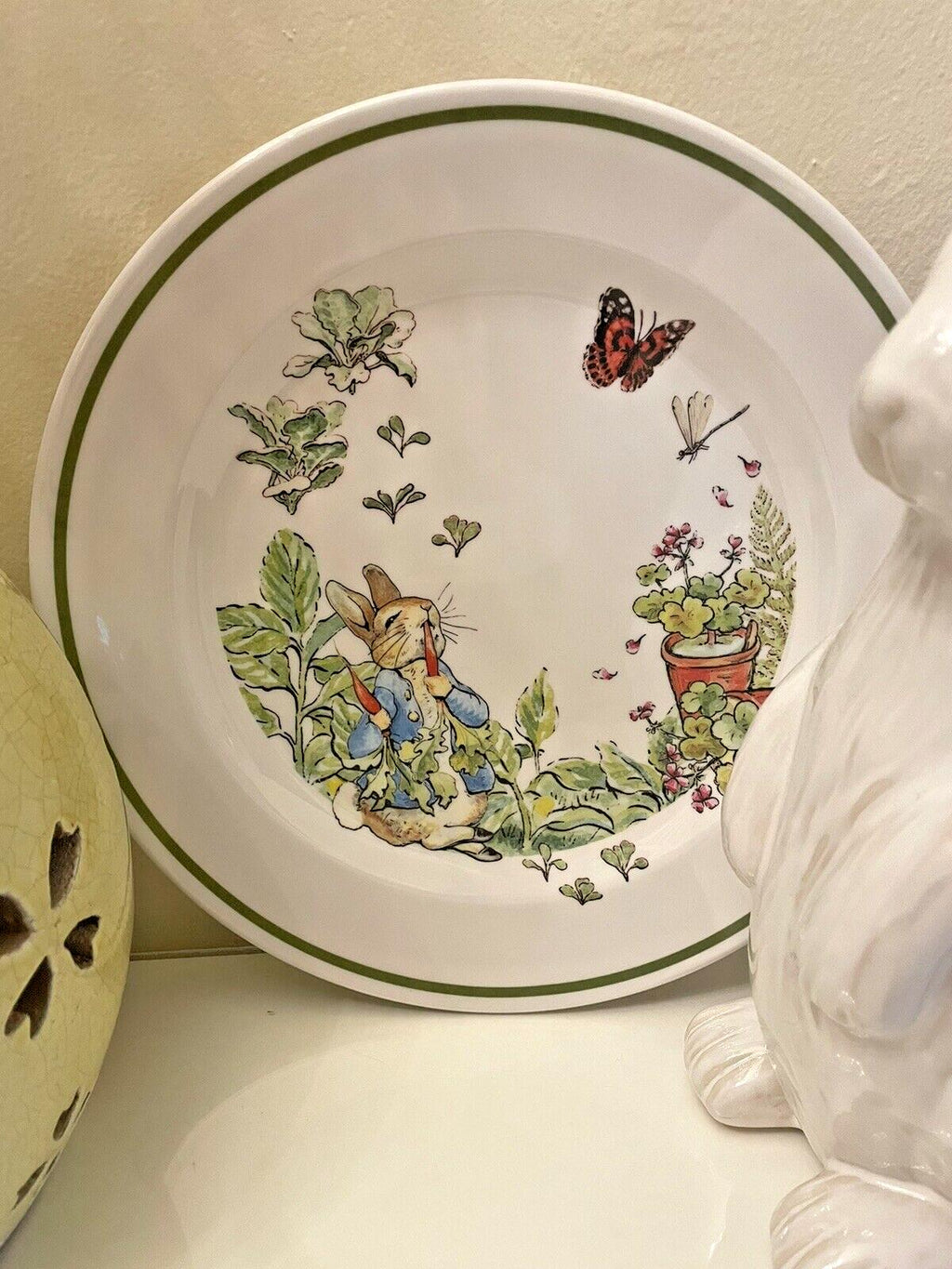 Disney Pottery Barn PLATE Easter bunny Peter rabbit holiday gift party flower ]