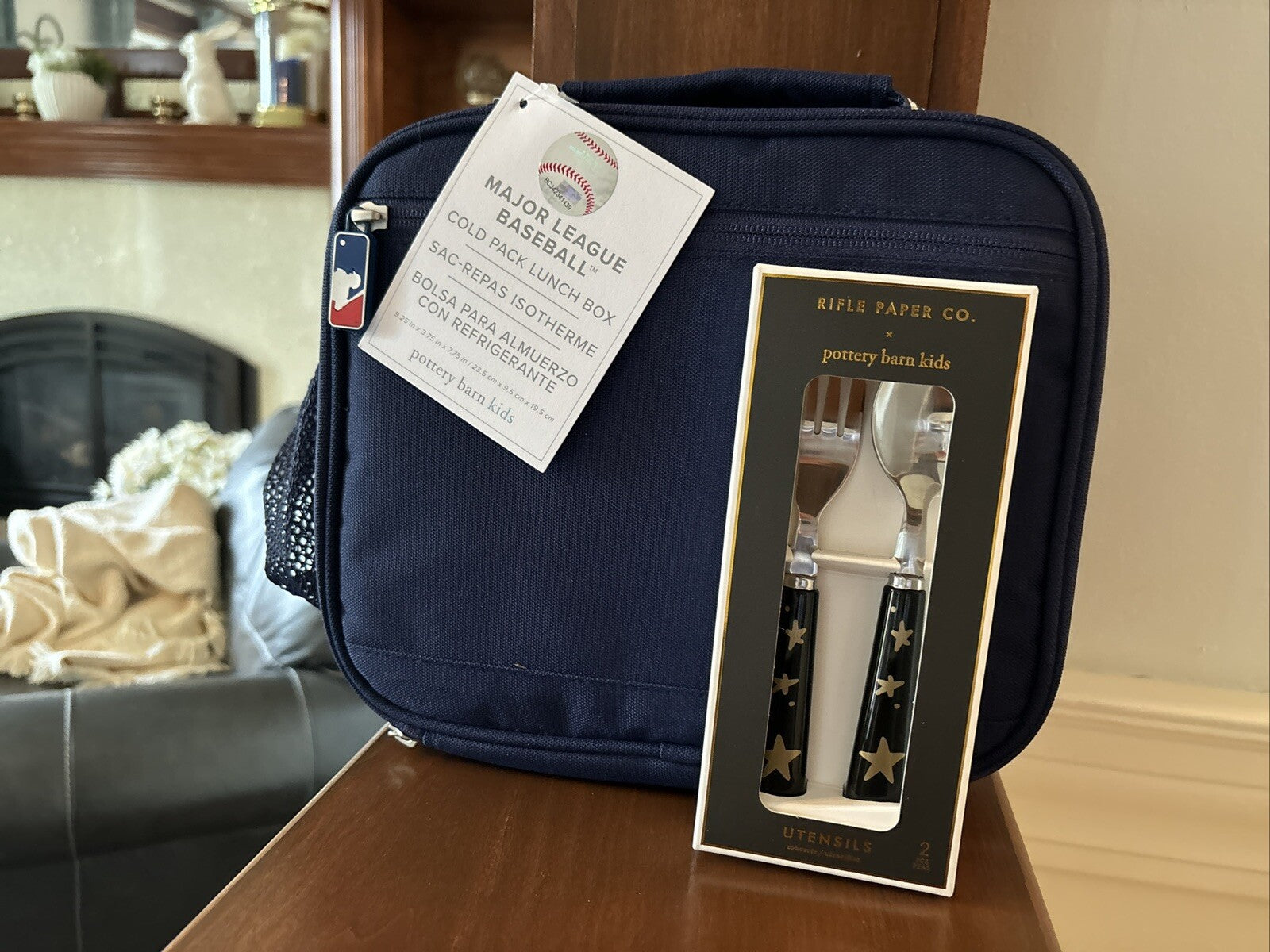School Pottery Barn MLB BASEBALL LUNCH BOX Cold Pack+Utensil SET Sports Bag =